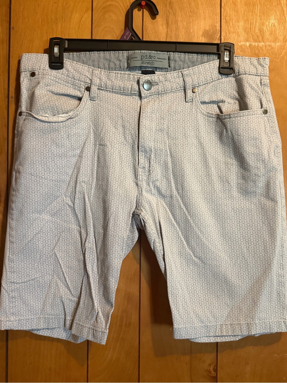 PD&C Light Gray Patterned Men's Stretch Flat Front Shorts